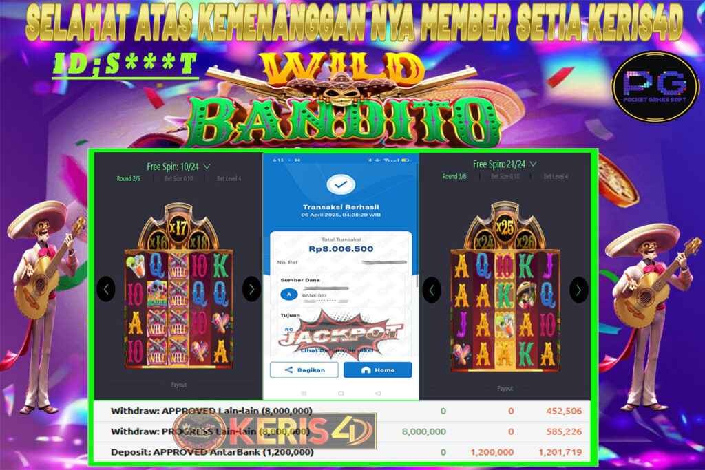 JACKPOT SLOT GACOR MAIN WILD BANDITO 06 MARET 2025