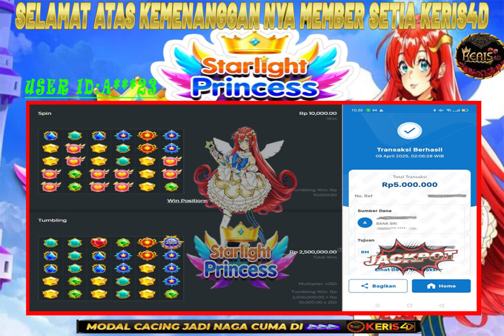 JACKPOT SLOT GACOR MAIN STARLIGHT PRINCESS 09 APRIL 2025