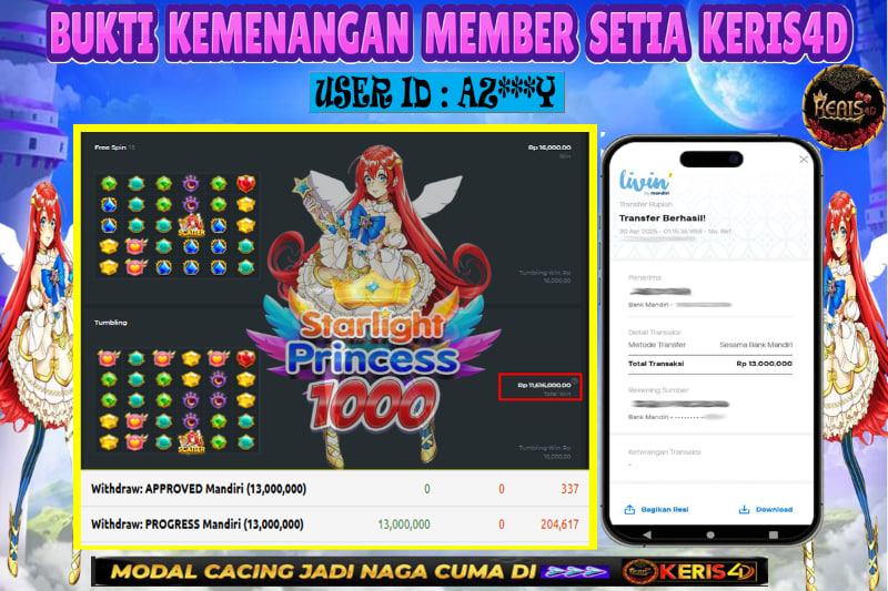 JACKPOT SLOT STARLIHT PRINCESS 1000 30 APRIL 2025